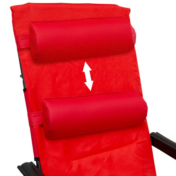 Verstellbarer Kopfstützenbereich eines Liegestuhls.