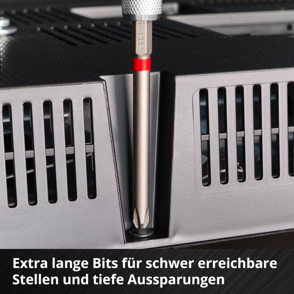 Einhell M-CASE 16-tlg. Bit-Set (für Akkuschrauber und Bohrmaschinen mit 90-mm-Bits aus sandgestrahltem S2 Stahl und E 6.3 Schaft inkl. Aufbewahrungsbox)