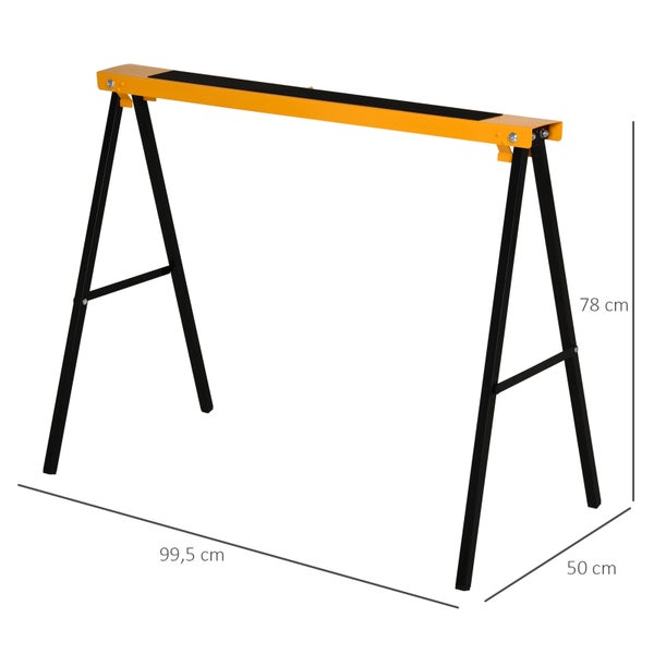 HOMCOM, Sägepferd, Unterstellbock, 99,5L x 50B x 78H cm, Stahl, Orange+Schwarz