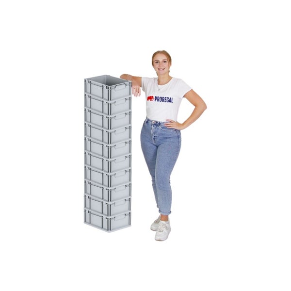 PROREGAL Spar Set 10x Eurobox Nextgen Economy Mit Scharnierdeckel & Roten Schiebeschnappverschlüsse Griffe Geschlossen HxBxT 17 x 30 x 40 cm 16 Liter