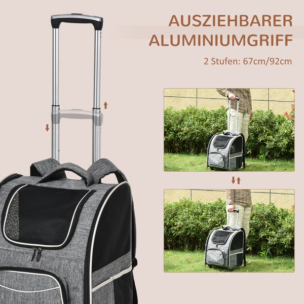Graue Haustiertragetasche mit ausziehbarem Aluminiumgriff