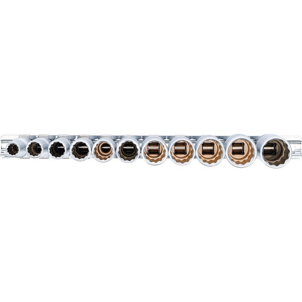 BGS Steckschlüssel-Einsatz-Satz Zwölfkant, tief Antrieb Innenvierkant 10 mm (3/8) SW 8 - 19 mm 11tlg. - 5252
