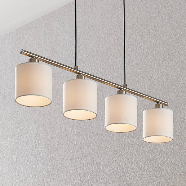 Lindby Pendelleuchte Stannis (Modern) in Weiß aus Metall (4 flammig, E14) - Textil Hängeleuchte Esstischlampe Hängelampe Wohnzimmerleuchte
