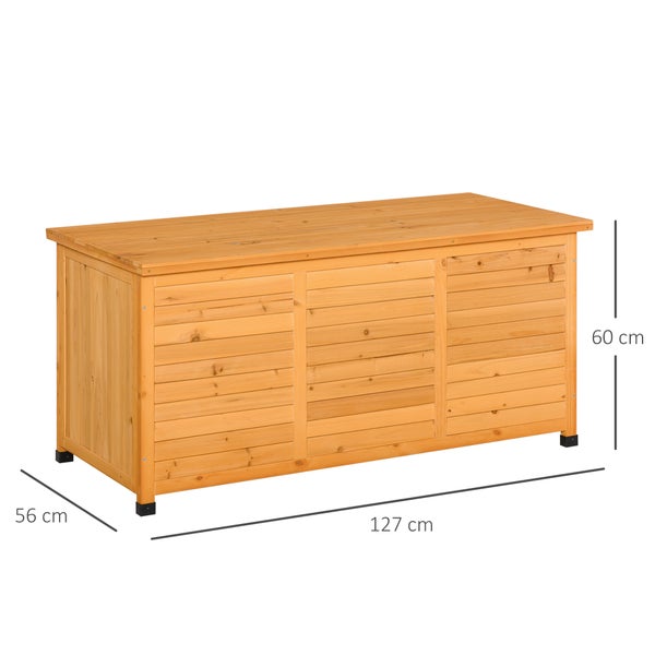 Holz Aufbewahrungsbox mit den Maßen 127 cm Länge, 56 cm Breite und 60 cm Höhe