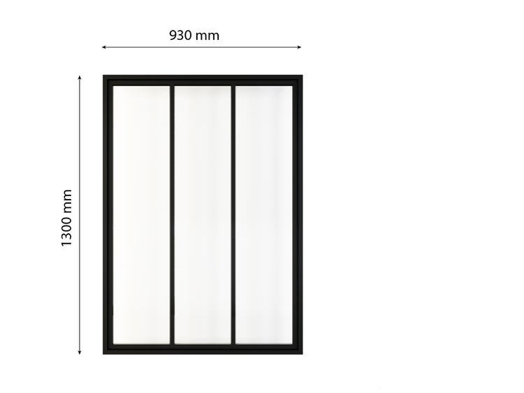 Innenfenster Glaswand Industriestil 930x1300mm  klar schwarz