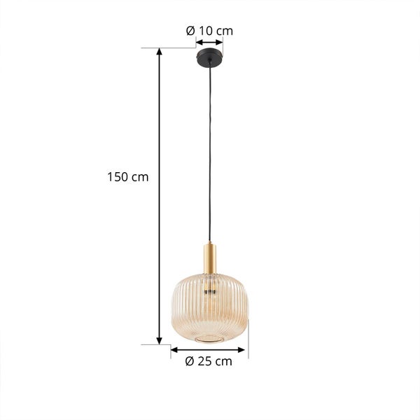 Lindby Pendelleuchte Doroteo (Retro, Vintage Antik) in Creme aus Glas (1 flammig E27) - Deckenlampe Esstischlampe Hängelampe Hängeleuchte Wohnzimmerleuchte