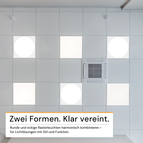 ENOVALITE LUNOS LED Panel 62x62 Rasterdeckenleuchte 30W LED Deckenleuchte 3600lm 4000K Neutralweiß Runder Lichtaustritt
