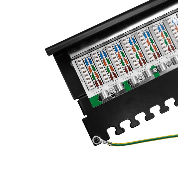 ProfiPatch Patchpanel Patchfeld Cat.6 Desktop 8-Port RJ45 geschirmt Aufputz Wandmontage 1HE schwarz