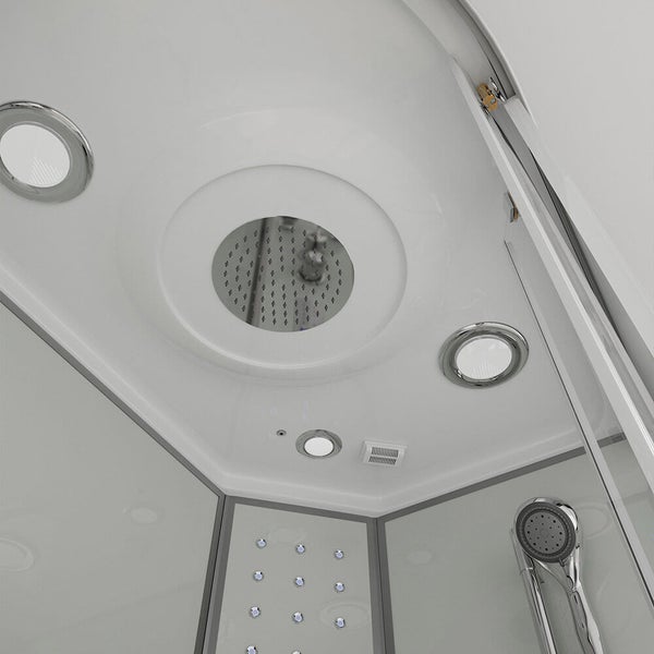 Home Deluxe - Dampfdusche WHITE PEARL - Maße 120 x 80 cm Links - inkl. Dampffunktion, Regendusche, Radio und Zubehör I Fertigdusche, Dusche, Duschtempel