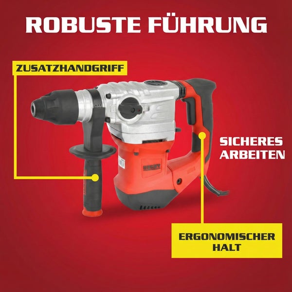 Hecht Bohrhammer mit Zusatzhandgriff für robusten Einsatz und sicheres Arbeiten.