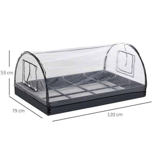 Outsunny Gewächshaus mit Fenster, 12 Gitter Treibhaus,  120 x 79 x 53 cm, PVC, Stahl, Transparent
