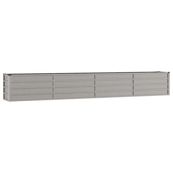 Langes, rechteckiges Hochbeet aus Metall mit mehreren Segmenten für den Garten.