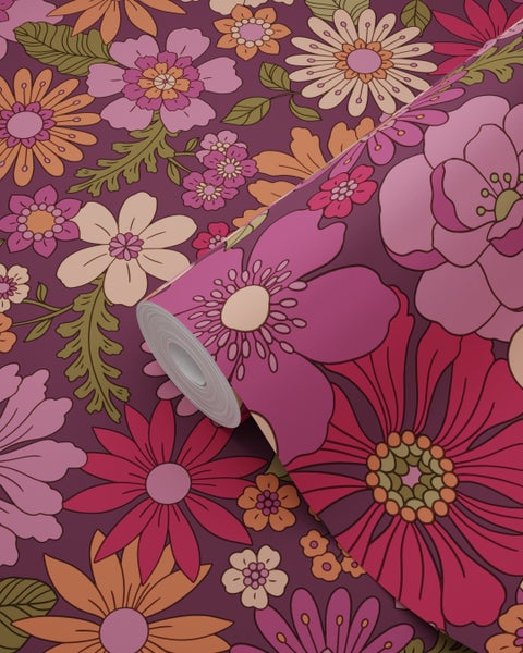 Rolle Tapete mit Blumenmuster