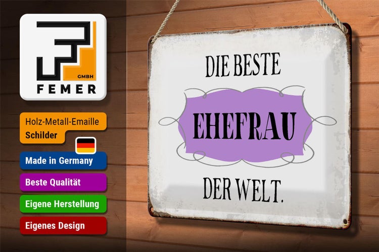 Blechschild Spruch 30x20cm die beste Ehefrau der Welt