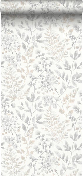 Borastapeter Tapete Blätter Grau - 53 cm x 11.2 m - 660121