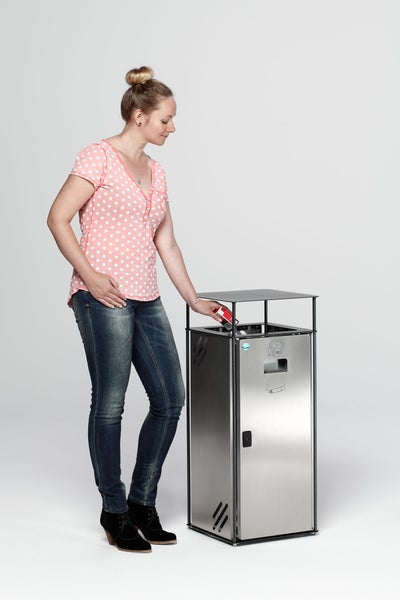 PROREGAL Robuster Kombiascher Mit Dach Und Einwurfrahmen 51 Liter HxBxT 90 x 40 x 40 cm Verzinkter Stahl Grau