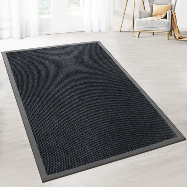 FLOORDIREKT Sisal-Teppich Tiger-Eye - aus 100% Sisal - mit Brodüre - Grau - 160 x 230 cm