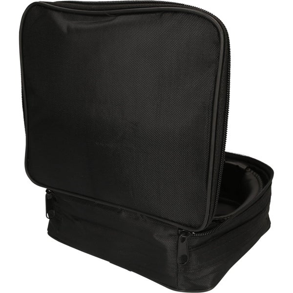 Geöffnete, schwarze Werkzeugtasche mit Reißverschluss