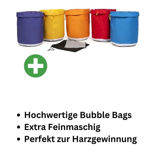 Extraktorbeutel 5er Set – 19 Liter, Hochwertiges Material, Verschiedene Maschenabstände (25/45/70/120/190 Mikron) für Optimale Harzgewinnung & Reine Kristalle