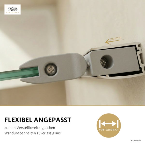 Duschwand Wandprofil mit 20 Millimeter Verstellbereich für den Ausgleich von Wandunebenheiten Schöner Wohnen Kollektion Logo