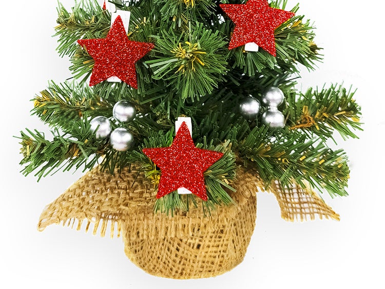 LAALU Geschmückter künstlicher Weihnachtsbaum mit 23 Ornamenten TINY 5 im Topf 25 cm