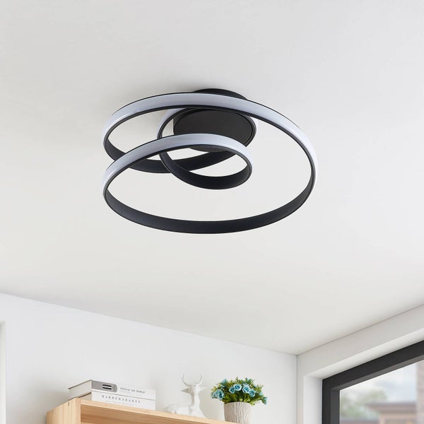 Lucande LED Deckenleuchte Sakina dimmbar (Design, Modern) in Schwarz aus Metall (1 flammig ) - Lampe Deckenlampe Wohnzimmerleuchte