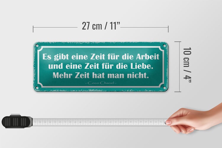 Blechschild Spruch 27x10cm eine Zeit für Arbeit und Liebe Dekoration
