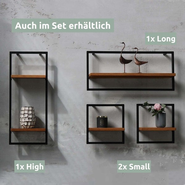 holz4home Wandregal Long in Schwarz Gerahmt von holz4home® Natur ohne Baumkante