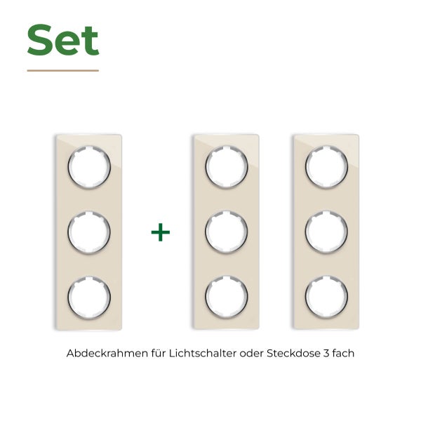 Set aus drei dreifach Abdeckrahmen für Lichtschalter oder Steckdosen