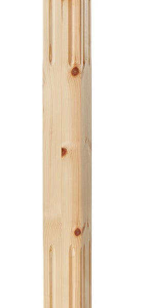 Profilierter Holzpfosten aus Nadelholz mit dekorativen Längsrillen oben und unten.