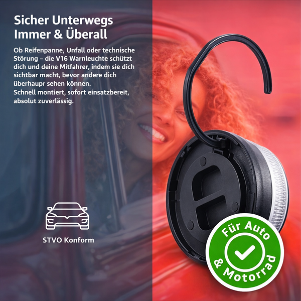 V16 Warnleuchte für Auto und Motorrad, STVO konform