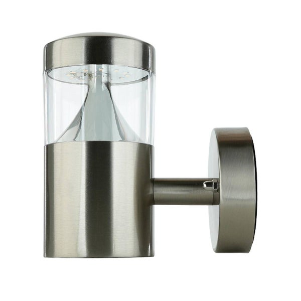 Wandleuchte aus Edelstahl mit Glasabdeckung