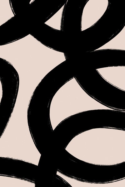 Abstraktes Wandkunstdesign mit schwarzen Kreisen