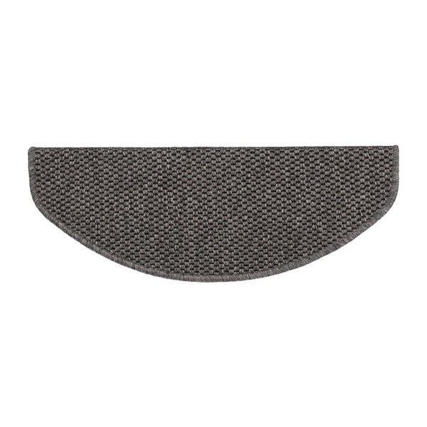 FLOORDIREKT Stufenmatte Kalkutta - Sisaloptik - Schlingenpol - Selbstklebend - Anthrazit - Halbrund - 23,5 x 65 cm