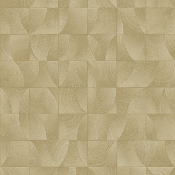 Szene eines Schlafzimmers mit einem gemusterten Teppich, Nachttisch und Bett