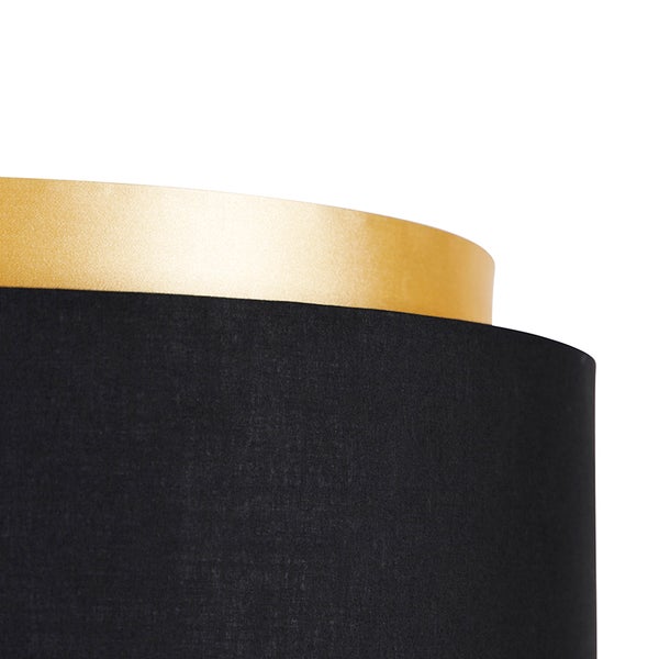 Detailansicht eines Lampenschirms mit Stoff und Bordüre