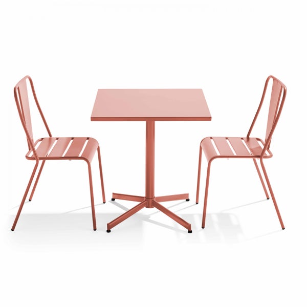 Gartenmöbelset mit neigbarem Tisch und 2 Stühlen 70 x 70 x 72 cm - Oviala