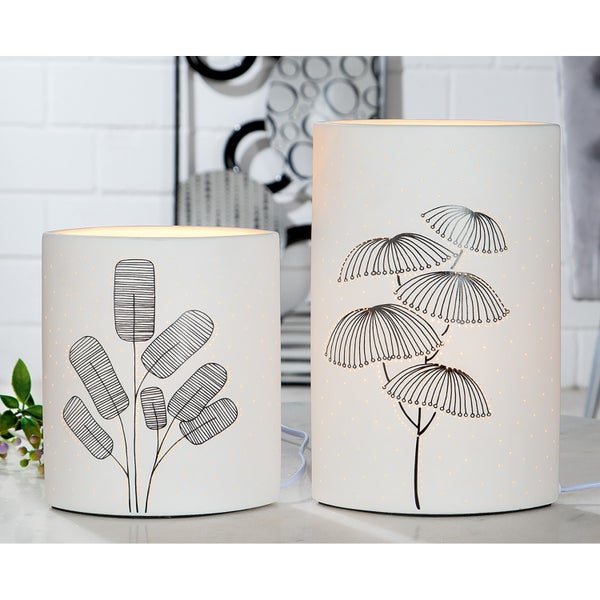 Tischleuchten GILDE 2er Set DAGOBA Lampen weiß Höhe 28cm Porzellan