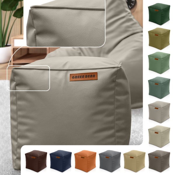 Quadratischer Sitzhocker mit Green Bean Logo