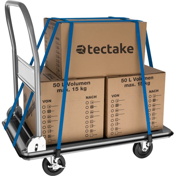 Plattformwagen tectake  Ladefläche 90 x 61 cm klappbarer Handgriff mit Aufbewahrungsfach schwarz