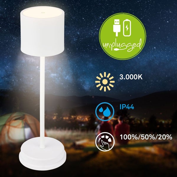 LED Tischlampe Akku IP44 Tischleuchte kabellos Ladestation Dimmbar Touch