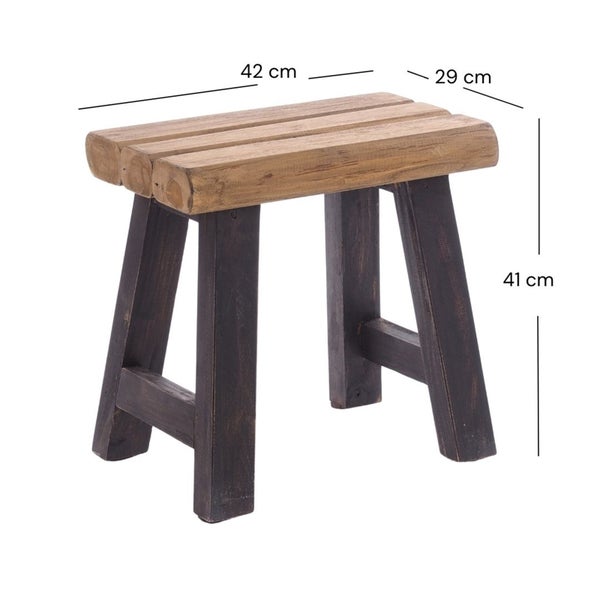 Sitzhocker Rustic Teakholz massiv 04 schwarz-natur