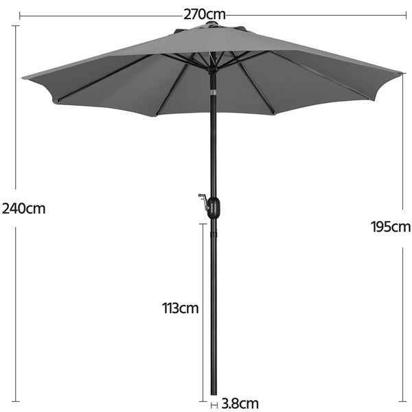 Illustration eines Sonnenschirms mit Maßangaben.