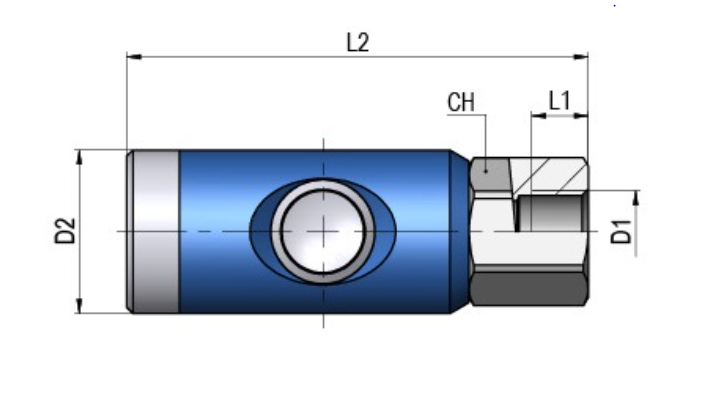 FAIRAIR Sicherheitskupplung SSK-7,4-1/2I, G 1/2 Innengewinde drehbar NW 7,4, eloxiert, FA60016