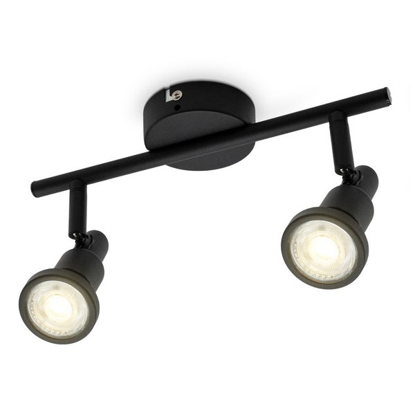 Deckenleuchte Bad LED Decken-Strahler Spot 2x GU10 Schwarz Badezimmer-Lampe IP44