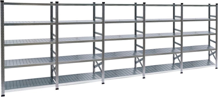 PROREGAL Fachbodenregal Stecksystem Proximo Komplettregal HxBxT 200 x 750 x 40 cm 5 Ebenen Fachlast 130 kg Beidseitig Nutzbar Verzinkt