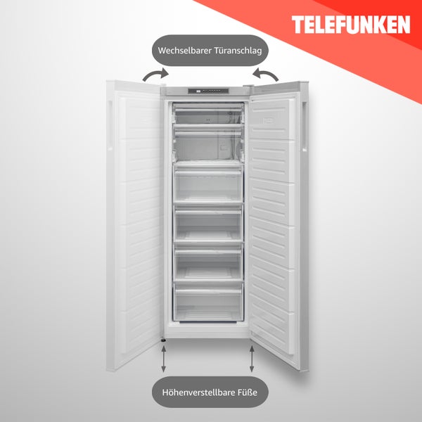Telefunken KTFG15421F2 Gefrierschrank 4-Sterne-Gefrierfach 197 kWh/Jahr 188 L Gefrierteil silber
