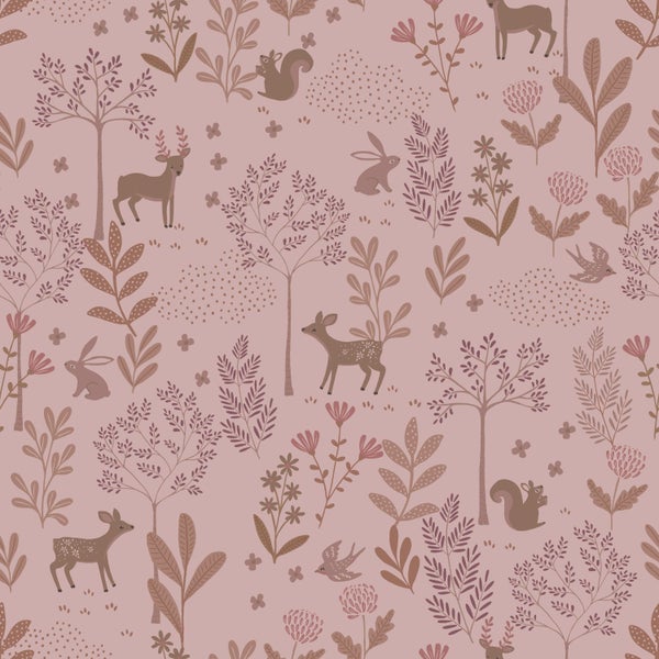 Muster mit Waldtieren und Pflanzen