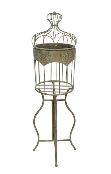 Dekorative Pflanzsäule aus Metall im Vintage-Stil