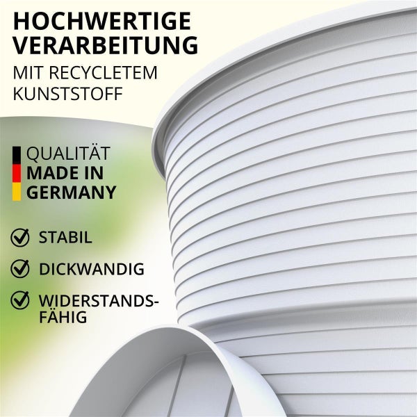 Plastard Blumentopf 3er Set mit Untersetzer Weiß 14 x 11.5 cm Pflanzkübel für Innen und Außen